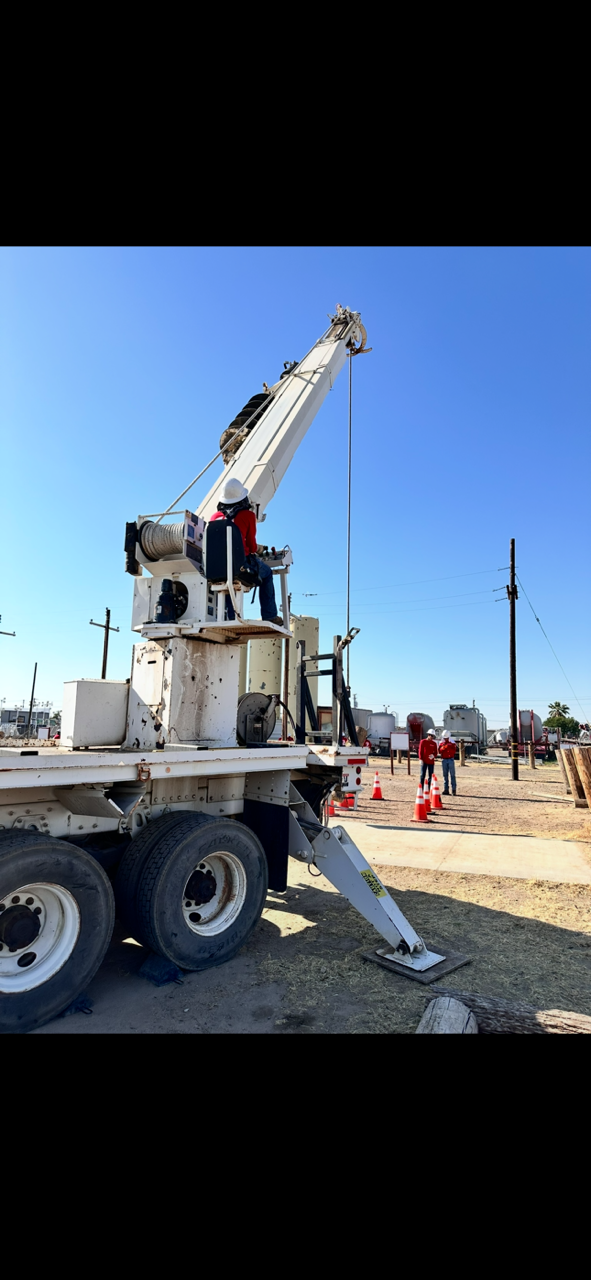 Operating a crane truck with outriggers deployed at the training yard
